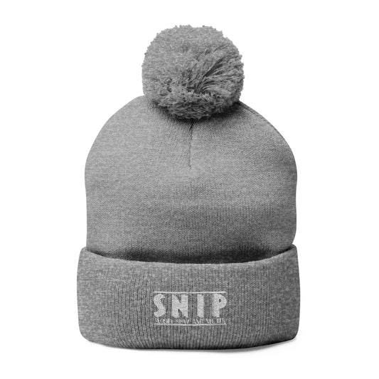 SNIP - Cozy Embroidered Pom-Pom Knit Cap | Warm Winter Hat, Perfect Gift, Fashion Accessory, Christmas Beanie, Cold Weather Gear